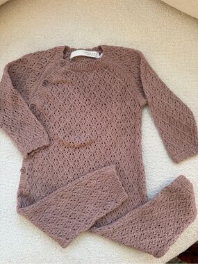Knit One-Piece Romper in Dusty Mauve Zara baby